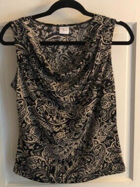 Yvos Black & Tan Cowl Neck Shell Top Size XS